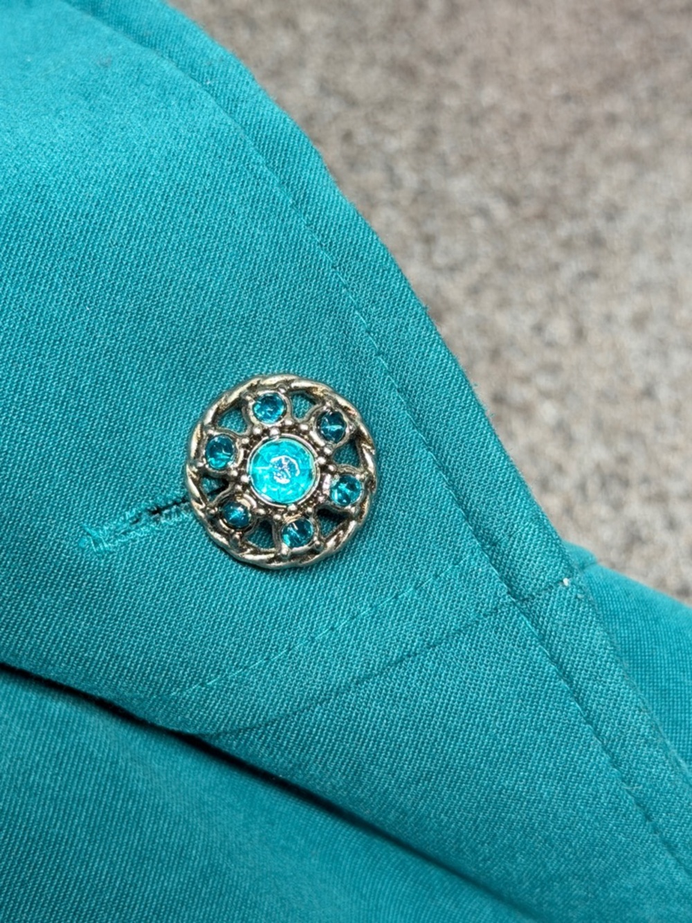NOTATIONS (Petite) Women's 90's/Y2K Jade Green Blazer with Rhinestone Buttons-MP - Picture 3 of 3